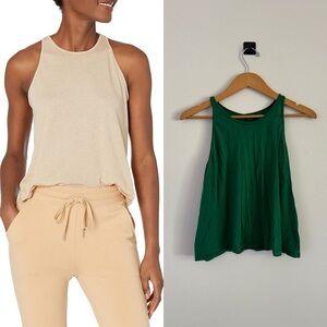 Enza Costa Tissue Jersey Cropped Sheath Tank Top in Green